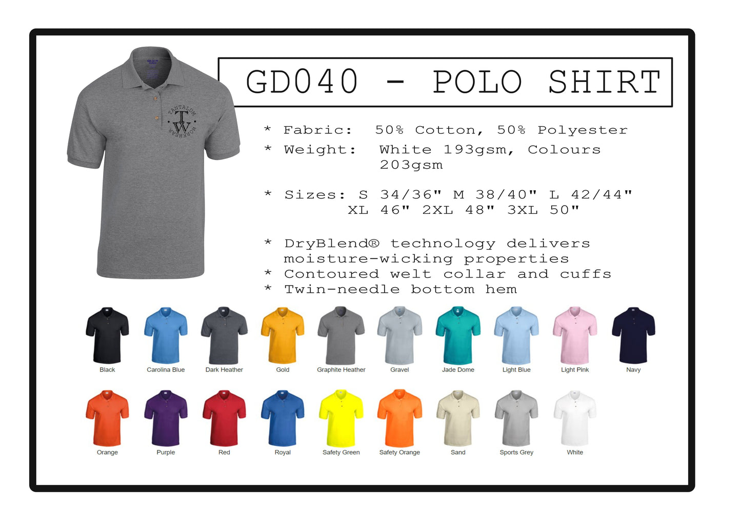 Bundle 10: 6 x Polo shirts with printed logo (GD040)