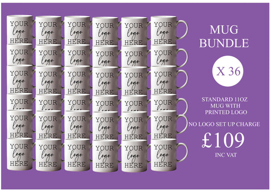 36 x promotional mugs with printed logo