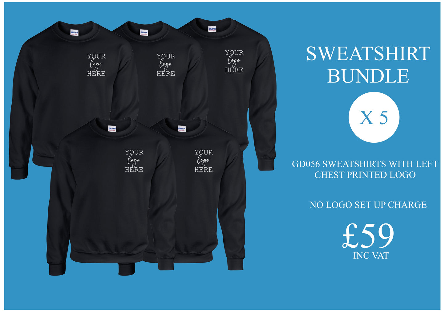 Bundle 3:  5 x Sweaters with printed logo (GD056)