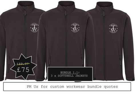 BUNDLE 1.1: 3 X SOFTSHELL JACKETS WITH PRINTED LOGO OR TEXT (RX500)
