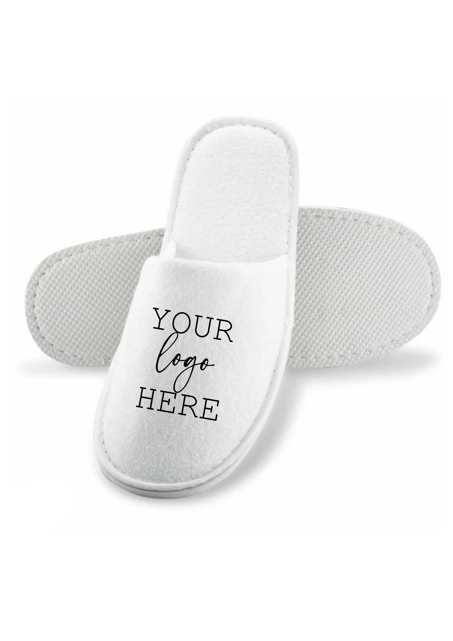 Closed Toe Terry Towelling Slippers (28cm) with printed logo