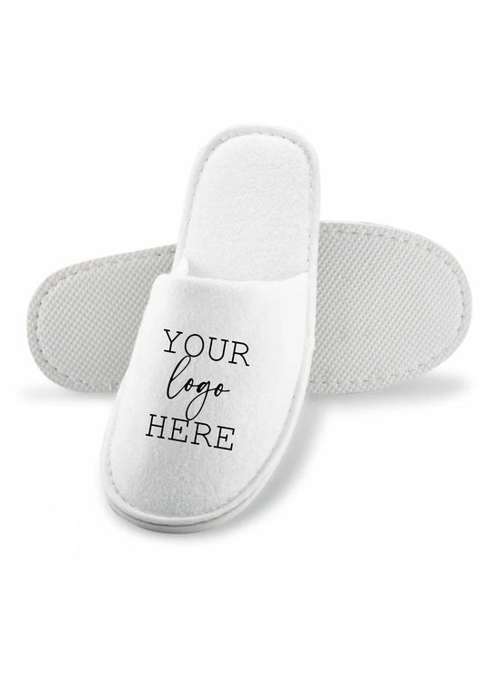 Closed Toe Terry Towelling Slippers (28cm) with printed logo