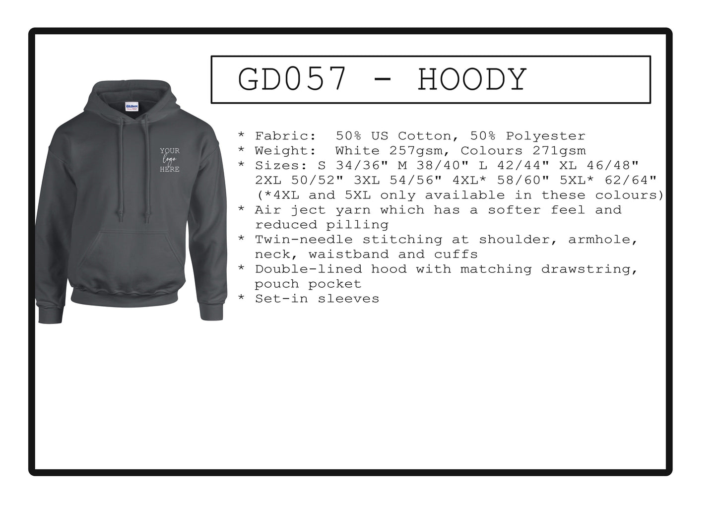 4 x Polo shirts  (GD040) & 6 x hoodys (GD057) with printed logo