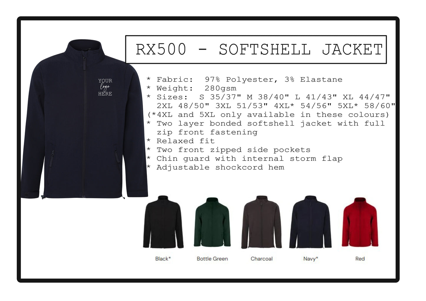 SINGLE softshell jacket (RX500) with printed logo