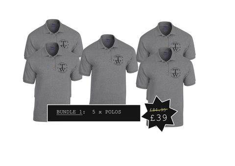 Bundle 1:  5 x Polo shirts with printed logo (GD040)