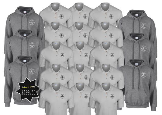 Bundle 11:  15 x Polo shirts  (GD040) & 6 x hoodys (GD057) with printed logo