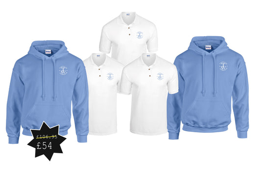 Bundle 13:  3 x Polo shirts  (GD040) & 2 x hoodys (GD057) with printed logo